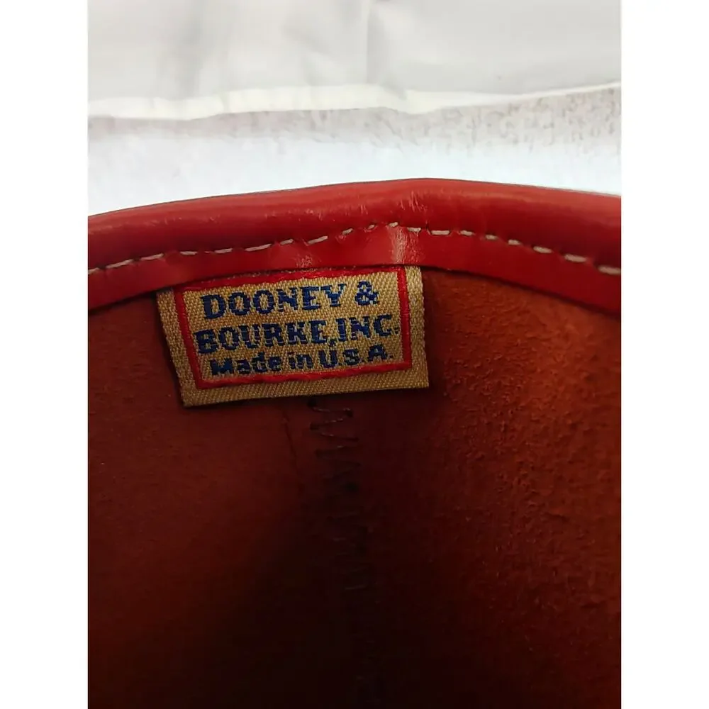 Dooney & Bourke Red Toiny Bucket Bag Leather North South Satchel Handbag Purse